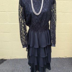 Vintage Lisa Michaels Black Cocktail Dress